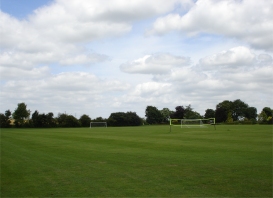 Football pitch and volleyball net